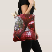 トートバッグ全体の赤いバウブル トートバッグ (クローズアップ)