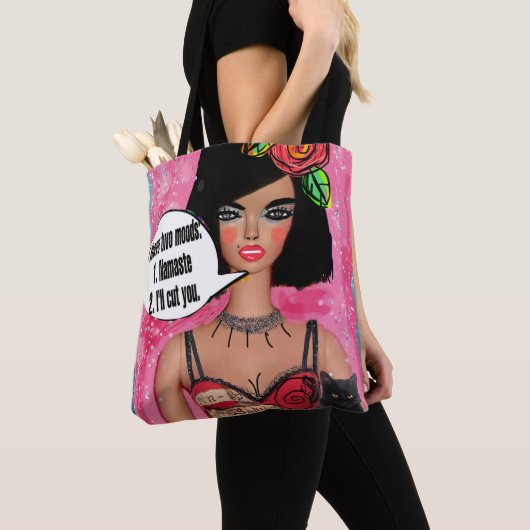 トートバッグ – 私は2つのmoodsを持っている:ナマステまたは私はあなたを切る (クローズアップ)