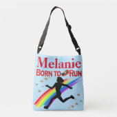 トートバパーソナライズされたッ生まれグに対し走て青と赤 クロスボディバッグ (裏面)