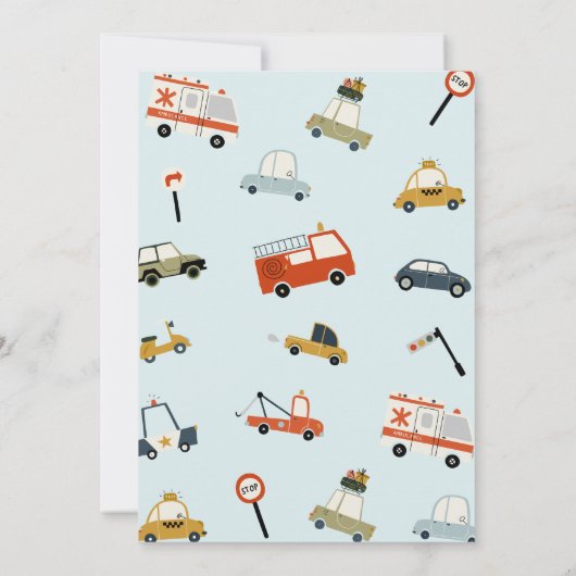 トートホンモダンクビープ車の輸送第1の誕生日 招待状 (裏面)