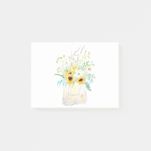 トート水彩の花束絵画 ポストイット (正面)