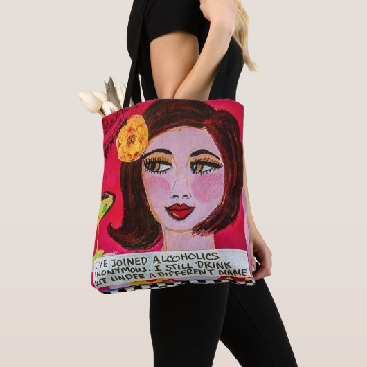 トート私はアルコール中毒者更生会結合しました。 Iまだdri トートバッグ (クローズアップ)