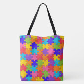 トート食料品買い物バッグカラフルジグソーパズル トートバッグ (裏面)