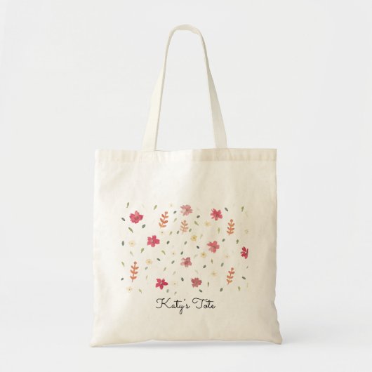 トート(ピンクの花をカスタマイズ可能) トートバッグ (正面)