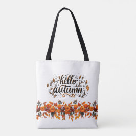 トート「Hello Autumn」コピーとカボチャのガーランド トートバッグ