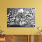 トーナメントの中世の騎士ブラックウィイト キャンバスプリント (インサイチュ (リビング))