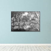 トーナメントの中世の騎士ブラックウィイト キャンバスプリント (インサイチュ (ウッドフロア))