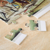 トーナメント、プレート1で徒歩で決闘している騎士 ジグソーパズル (側面)