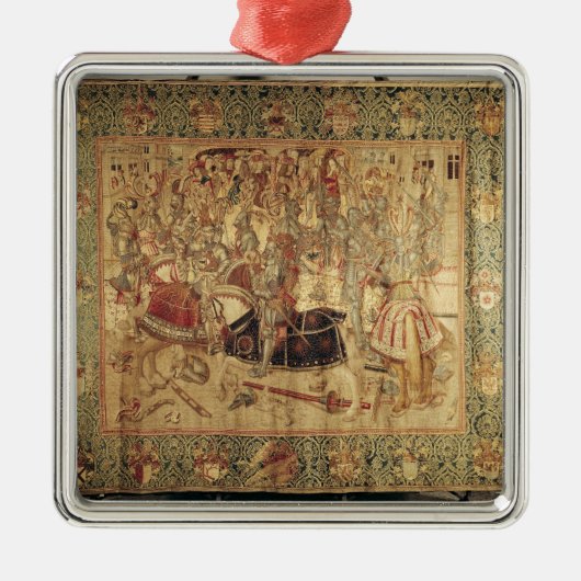 トーナメント、縦の織機のタペストリー メタルオーナメント (正面)