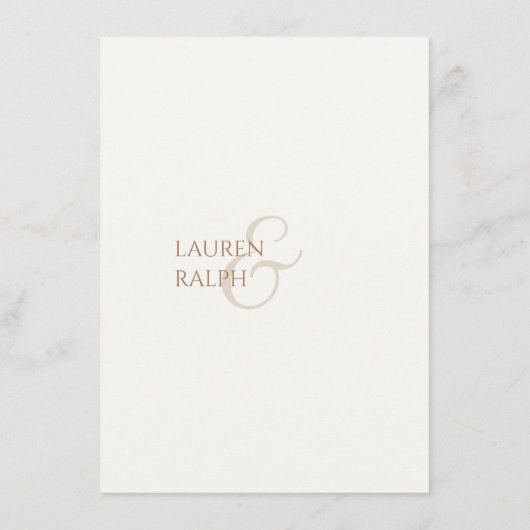 トープとアイボリーモノグラムの結婚の詳細 エンクロージャーカード (裏面)