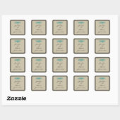 トープとティール(緑がかった色)シーサイド結婚ズ封筒用シール スクエアシール (シート)