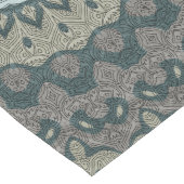 トープとティール(緑がかった色)マンダラの部族的対称性 ロングテーブルランナー (コーナー)