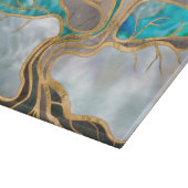 トープとティール（緑がかった色）大理石の生命の木 カッティングボード (角)