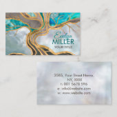 トープとティール（緑がかった色）大理石の生命の木 名刺 (正面/裏面)