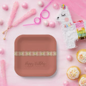 トープとピンクの正方形 ペーパープレート (パーティー)