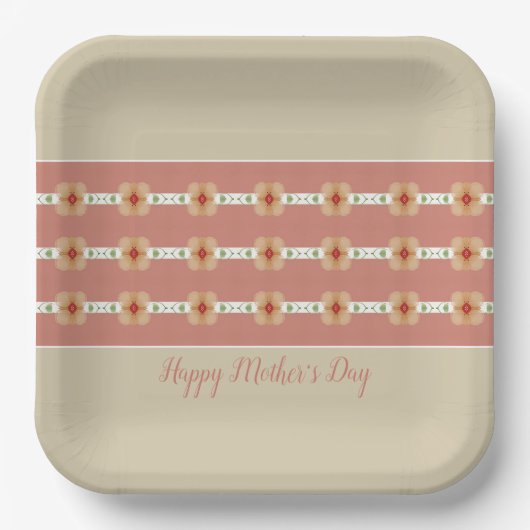 トープとローズピンクの広場 ペーパープレート (正面)