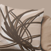 トープと茶色の芸術的抽象芸術リボン クッション