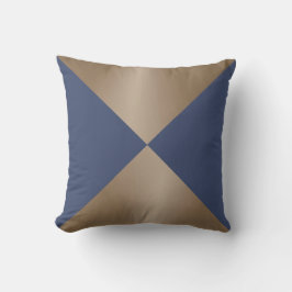 トープと青の三角形のモダンプリント クッション