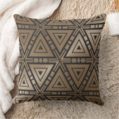 トープと黒の幾何学模様の枕木綿 クッション (ブランケット)