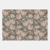 トープの背景に繊細なあじさい ラッピングペーパーシート (正面)