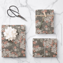 トープの背景に繊細なあじさい ラッピングペーパーシート