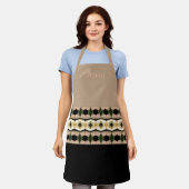 トープバラ色のピンクと黒 エプロン (着用した状態)