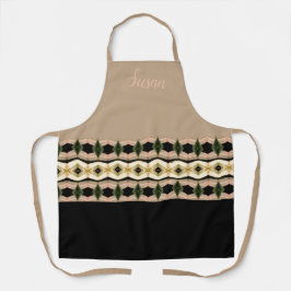 トープバラ色のピンクと黒 エプロン