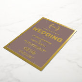 トープ結婚タイポグラフィ実在金ゴールド 箔招待状 (回転した状態)