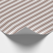 トープ茶色と白いキャンディストライプー ラッピングペーパー (角)