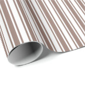 トープ茶色と白いキャンディストライプー ラッピングペーパー (ロールコーナー)