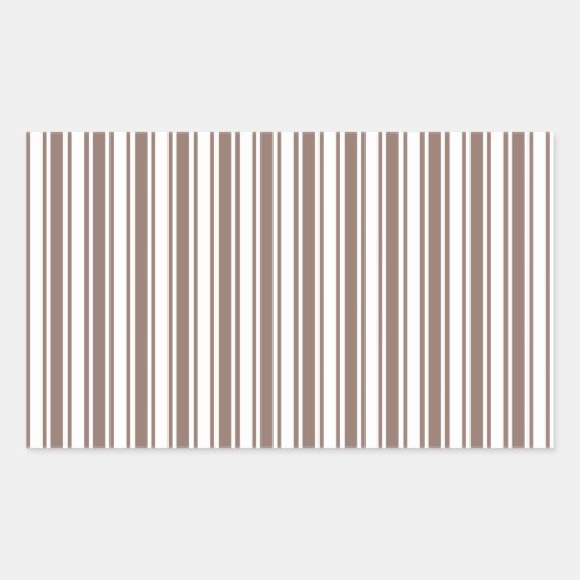 トープ茶色と白いキャンディストライプー 長方形シール (正面)