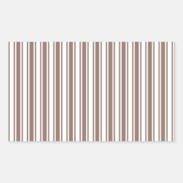 トープ茶色と白いキャンディストライプー 長方形シール