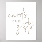 トープ&ホワイトミニマルブライダルシャワーカード&ギフト ポスター (正面)