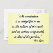 トーマスジェファーソンガーデン引用文 ポストカード (正面/裏面)