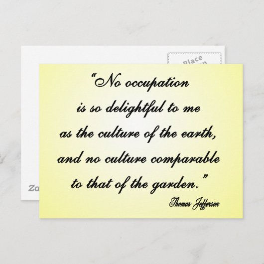 トーマスジェファーソンガーデン引用文 ポストカード (正面/裏面)