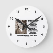 トーマス・エジソン結果発明純粋シンプル引用文 ラウンド壁時計 (正面)