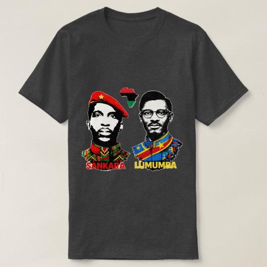 トーマス・サンカラとパトリス・ルムンバ パン・アフリカニズムのアイコン Tシャツ (デザイン正面)