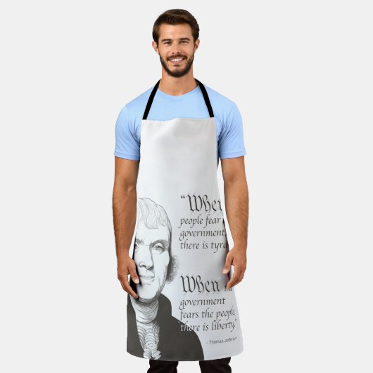トーマス・ジェファーソンと引用文 エプロン (着用した状態)