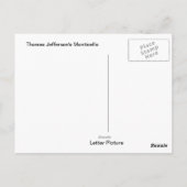 トーマス・ジェファーソンのモンティチェロ ポストカード (裏面)