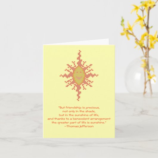 トーマス・ジェファーソンの友情の引用文Notecard カード (黄色い花)
