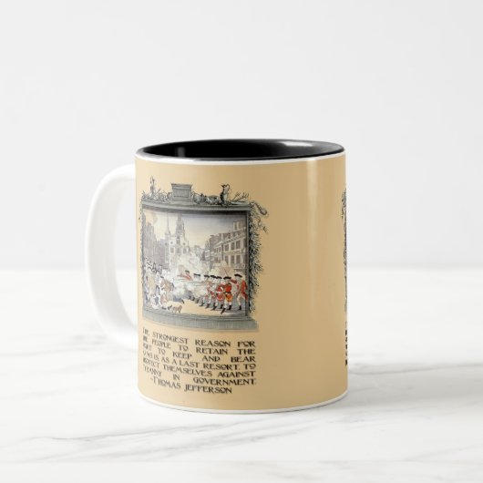 トーマス・ジェファーソンの引用文: 政府の専制政治 ツートーンマグカップ (正面左)