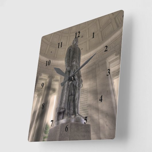 トーマス・ジェファーソンの記念の青銅色の彫像 スクエア壁時計 (傾斜)