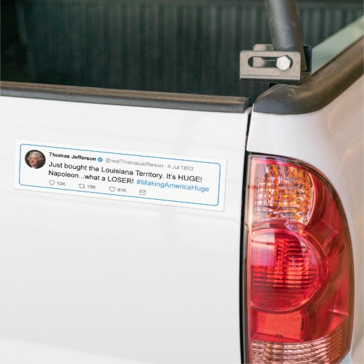 トーマス・ジェファーソンはルイジアナの購入さえずります バンパーステッカー (トラック上)