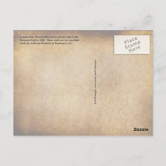 トーマス・ジェファーソン像と名言 ポストカード (裏面)