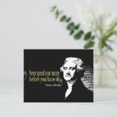 トーマス・ジェファーソン引用文はお金を使わない ポストカード (スタンド正面)