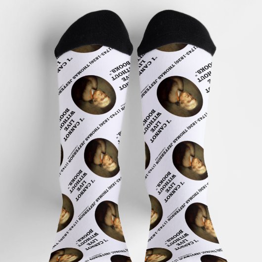 トーマス・ジェファーソン私は本なしには生きられない引用文 ソックス (上部)