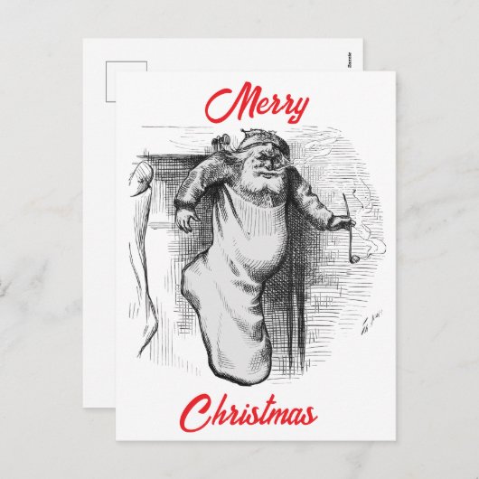 トーマス・ナストによる「A Stocking Full」(1879年) シーズンポストカード (正面/裏面)