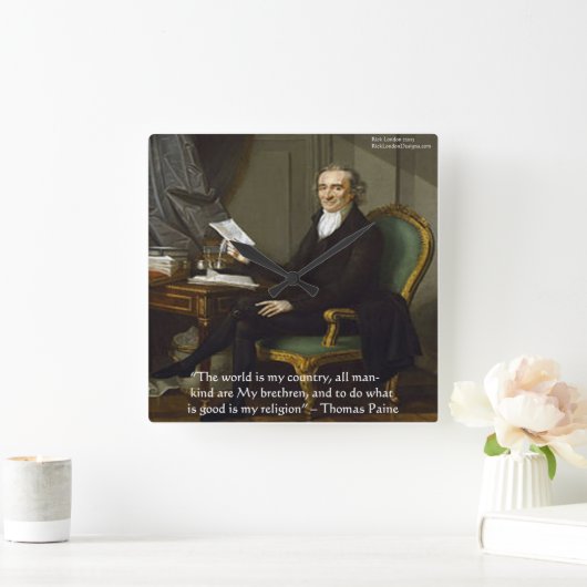 トーマス・ペイン"私の宗教"知恵の引用文壁時計 スクエア壁時計 (ホーム)