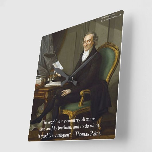 トーマス・ペイン"私の宗教"知恵の引用文壁時計 スクエア壁時計 (傾斜)