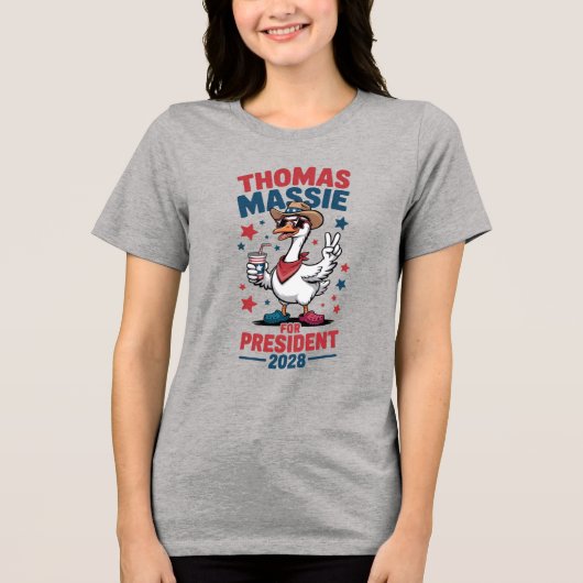 トーマス・マシー大統領2028年7月4日ガチョウ自由 トライブレンドＴシャツ (正面)